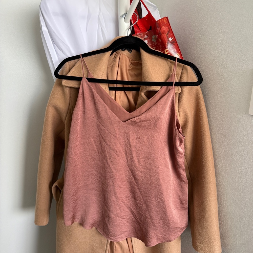 Express Satin (?) Pink V-Neck Women's Top